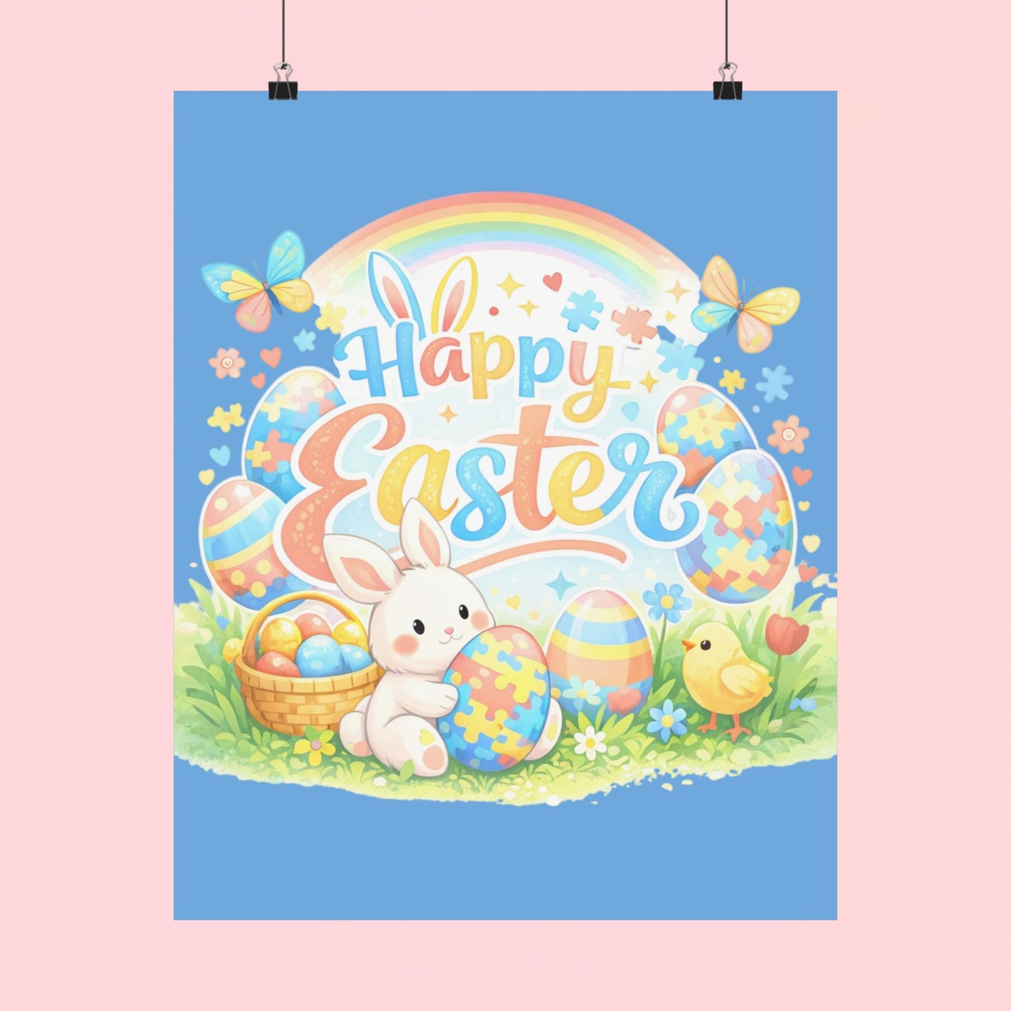 "Happy Easter" Matte Poster — Wall Art for Office & Home