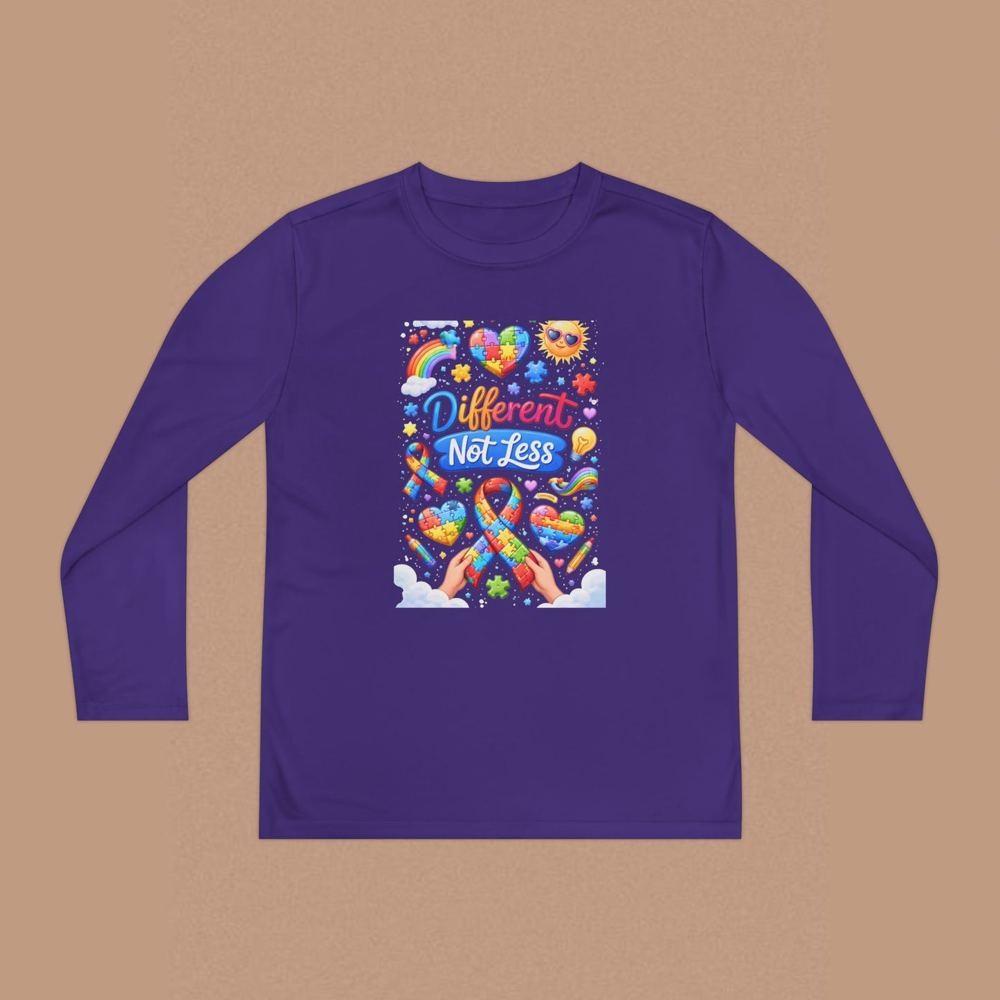 "Different Not Less" — Autism Awareness Youth Long Sleeve