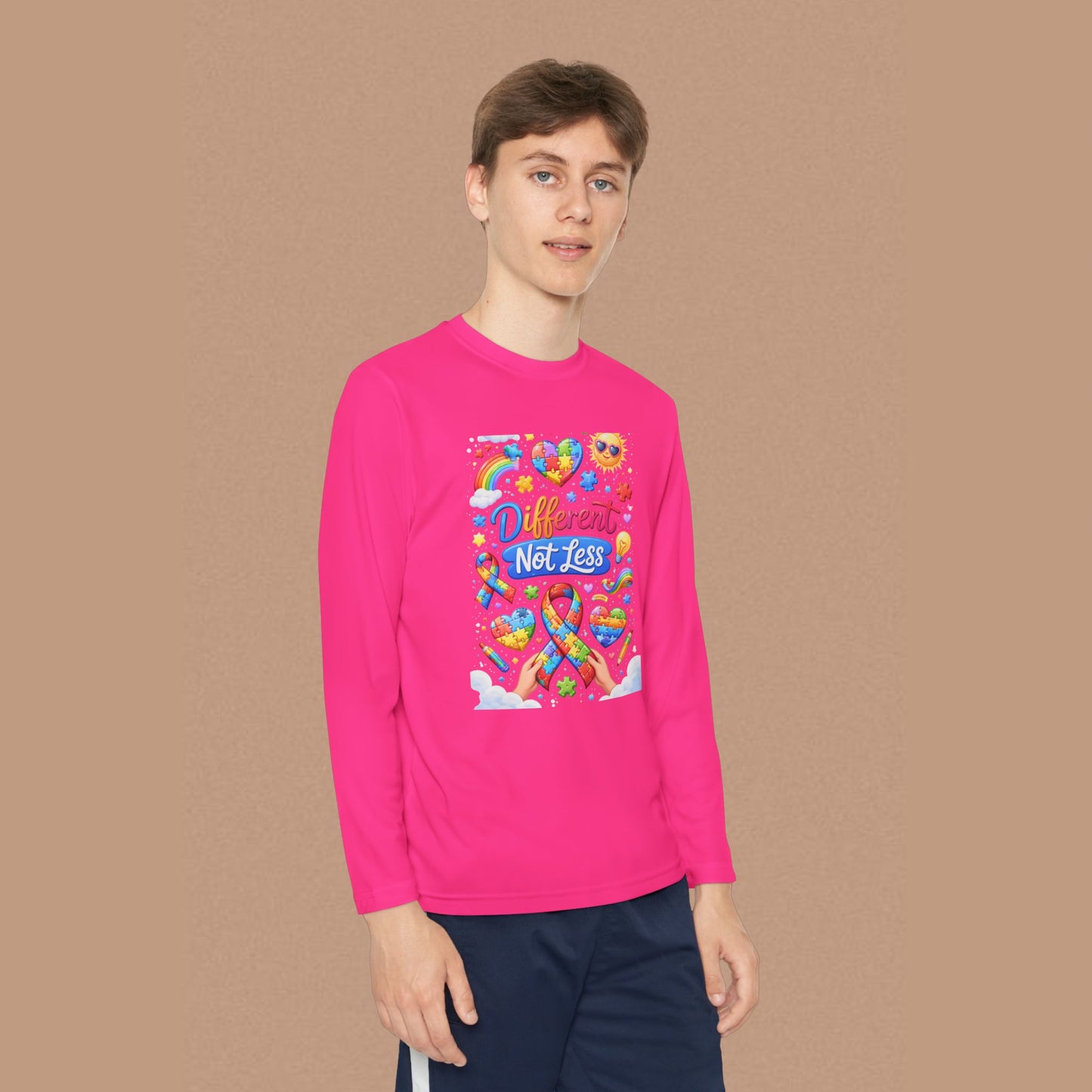 "Different Not Less" — Autism Awareness Youth Long Sleeve