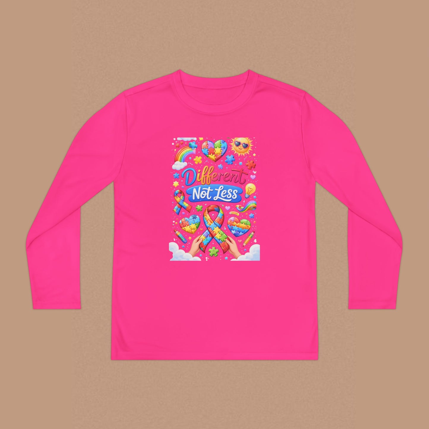 "Different Not Less" — Autism Awareness Youth Long Sleeve
