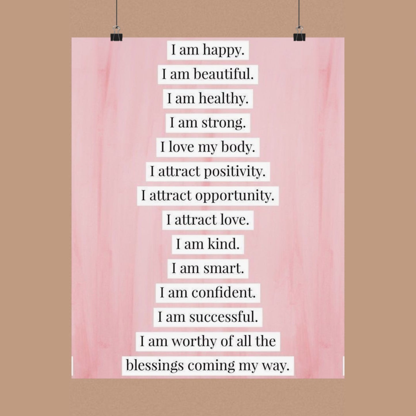 "I Am" Positive Affirmation Matte Poster — Motivational Wall Art for Office & Home