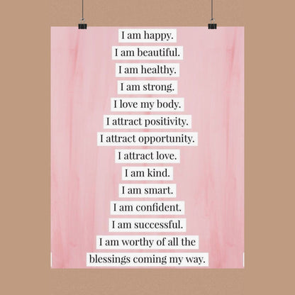 "I Am" Positive Affirmation Matte Poster — Motivational Wall Art for Office & Home