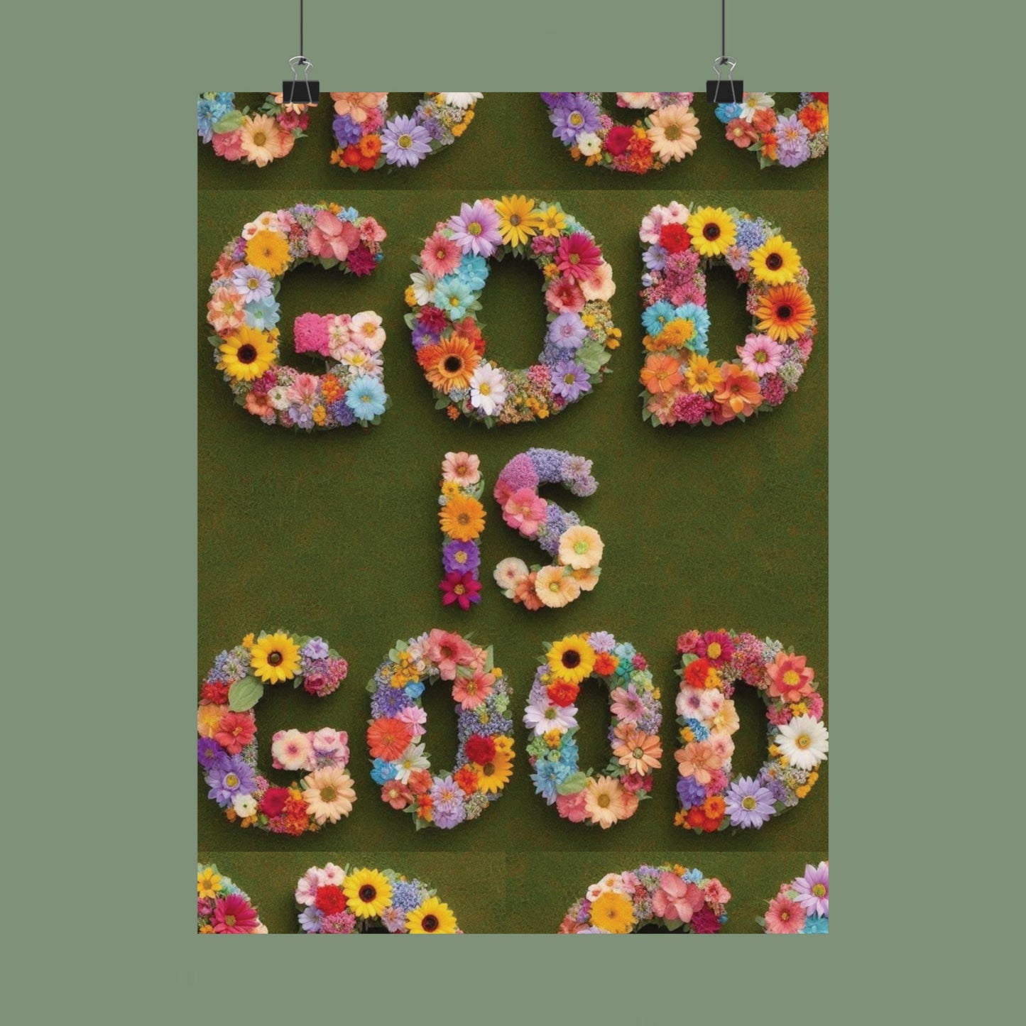 "God Is Good" Floral Poster — Motivational Wall Art for Office & Home