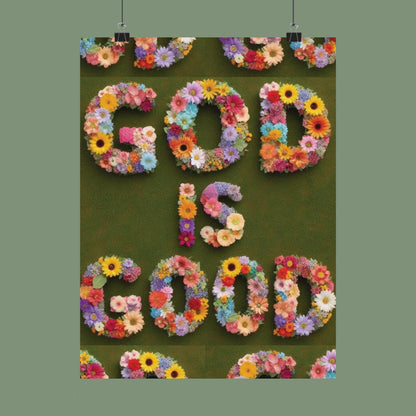 "God Is Good" Floral Poster — Motivational Wall Art for Office & Home