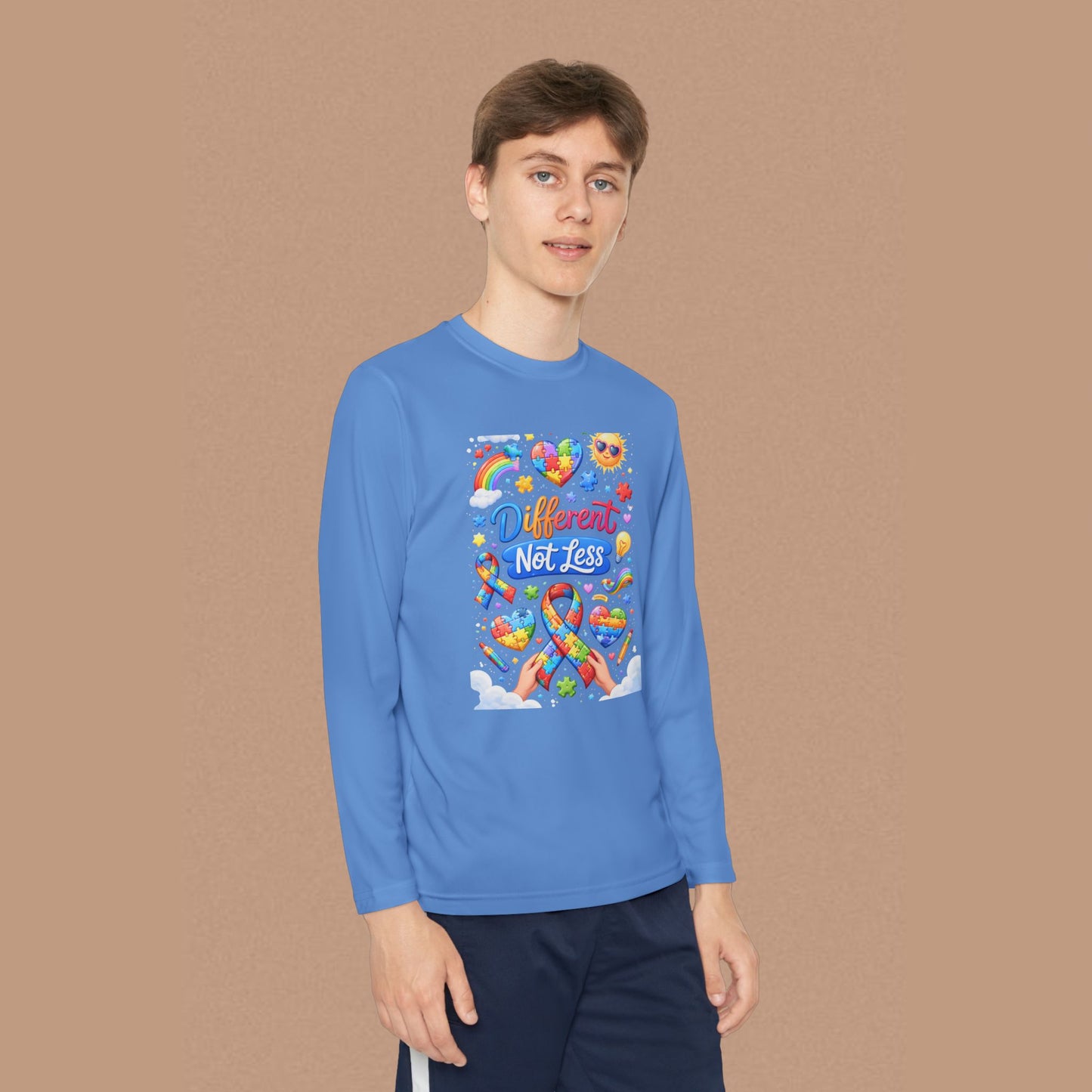"Different Not Less" — Autism Awareness Youth Long Sleeve