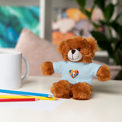 "Autism Puzzle Heart" — Teddy Plush Bear with Tee