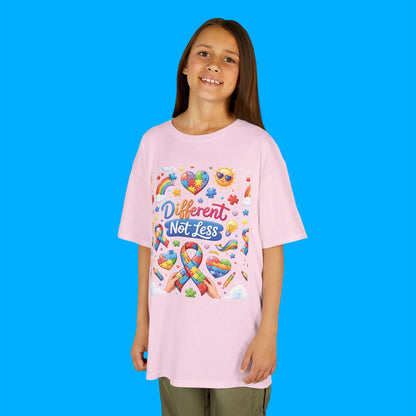 "Different Not Less" — Rainbow Graphic Kids Tee