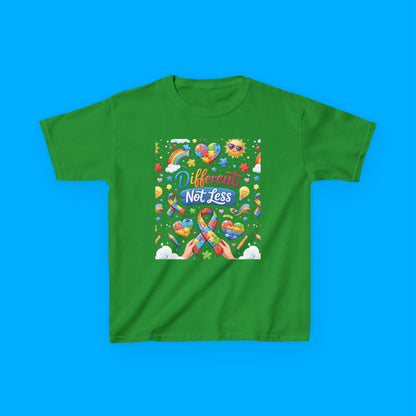"Different Not Less" — Rainbow Graphic Kids Tee