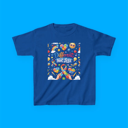 "Different Not Less" — Rainbow Graphic Kids Tee