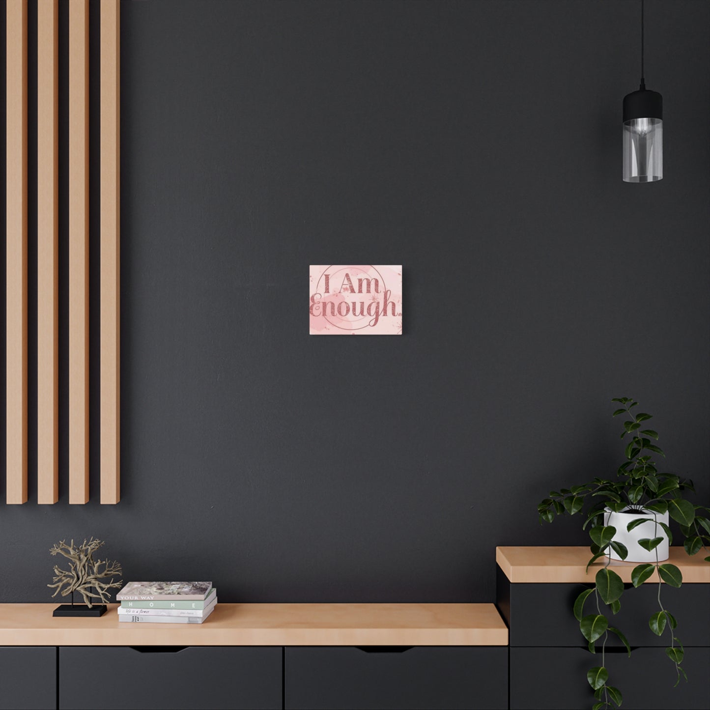 "I Am Enough" — Pink Motivational Canvas