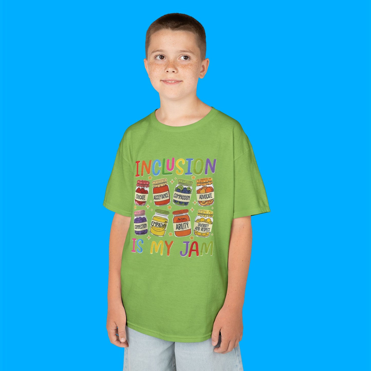 "Inclusion Is My Jam" — Rainbow Graphic Kids Tee