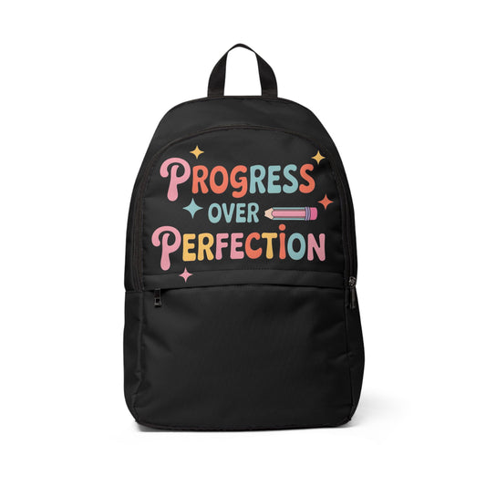 "Progress Over Perfection" — Inspirational Backpack