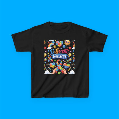 "Different Not Less" — Rainbow Graphic Kids Tee