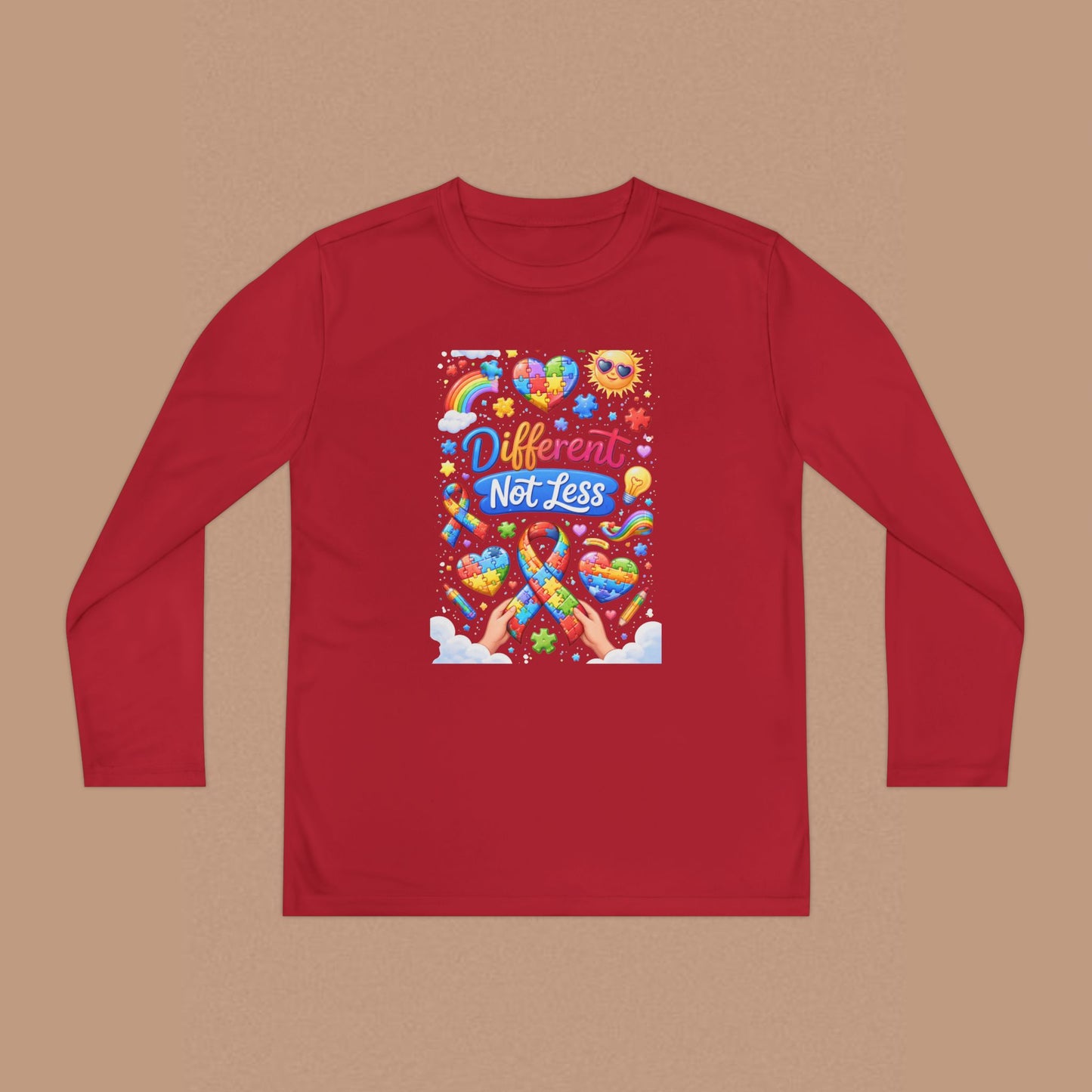 "Different Not Less" — Autism Awareness Youth Long Sleeve