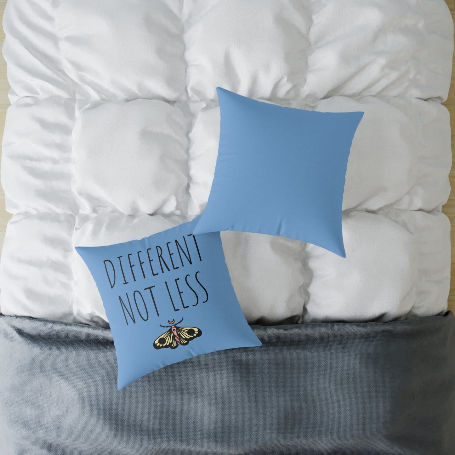 "Different Not Less" Square Poly Canvas Pillow