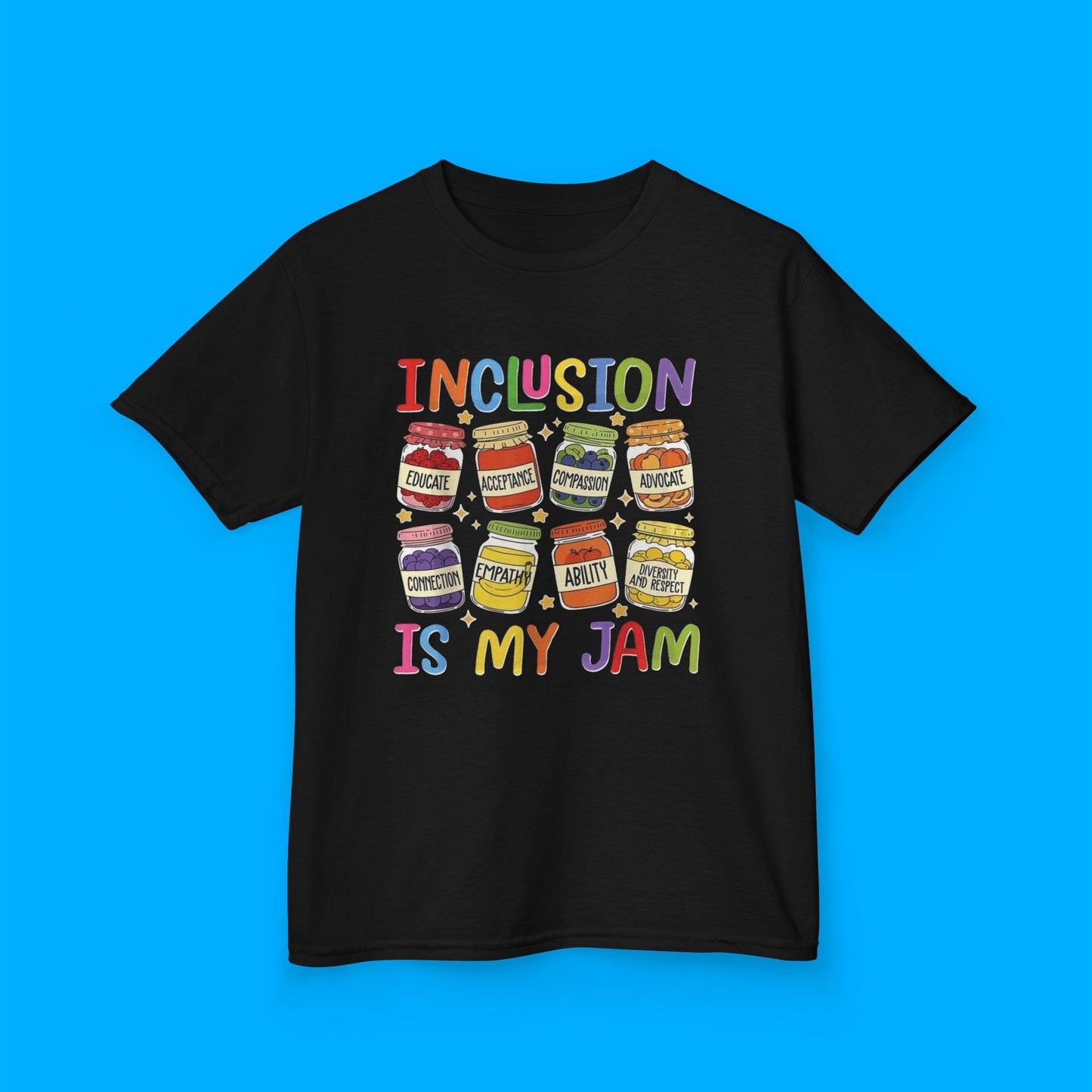 "Inclusion Is My Jam" — Rainbow Graphic Kids Tee