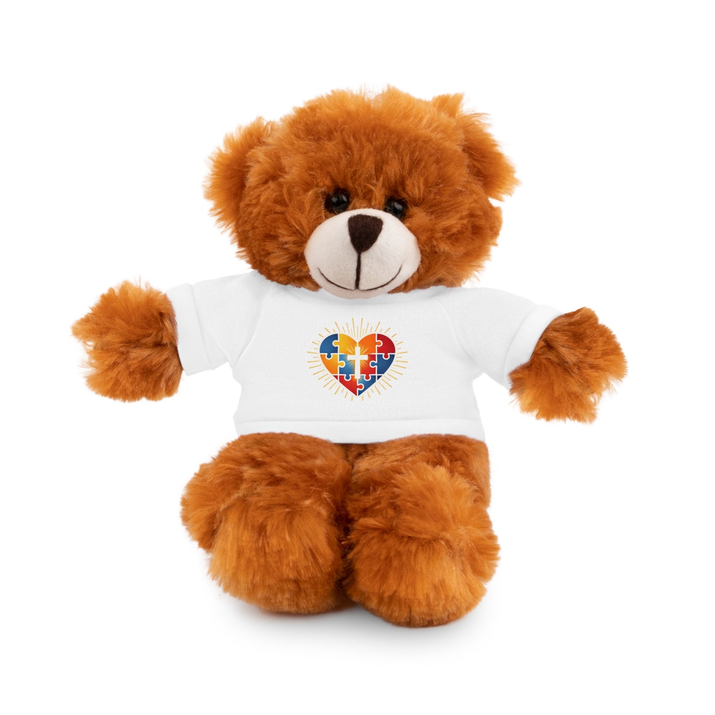 "Autism Puzzle Heart" — Teddy Plush Bear with Tee