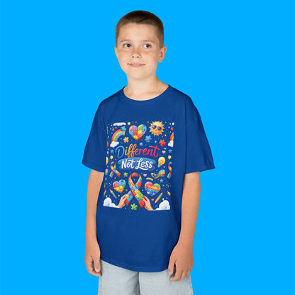 "Different Not Less" — Rainbow Graphic Kids Tee