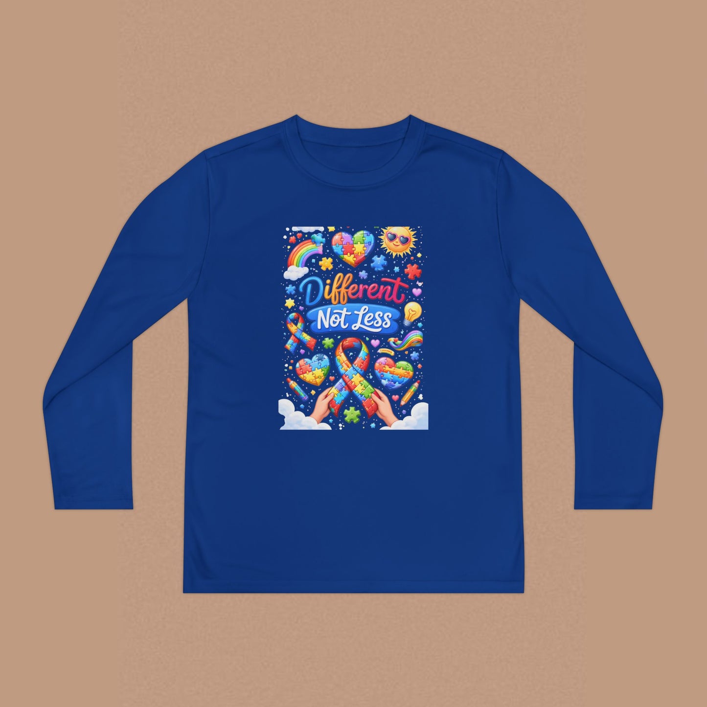 "Different Not Less" — Autism Awareness Youth Long Sleeve