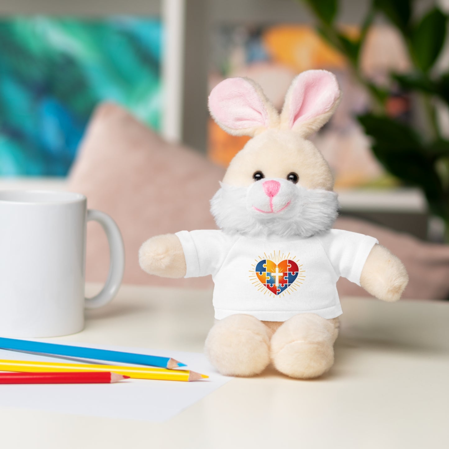 "Autism Puzzle Heart" — Teddy Plush Bear with Tee